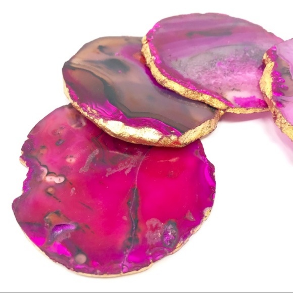 Godinger Other - GODINGER Pink Agate Drink Coaster Set of 4